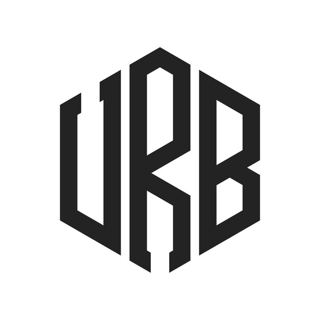 Diseño del logotipo de URB Letra inicial Monograma de URB Logotipo con forma de hexágono
