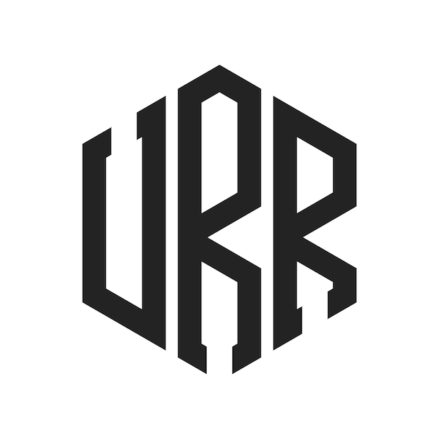 Diseño del logotipo URR Letra inicial URR Monograma Logotipo con forma de hexágono
