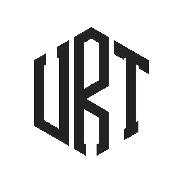 Diseño del logotipo URT Letra inicial URT Monograma Logotipo con forma de hexágono