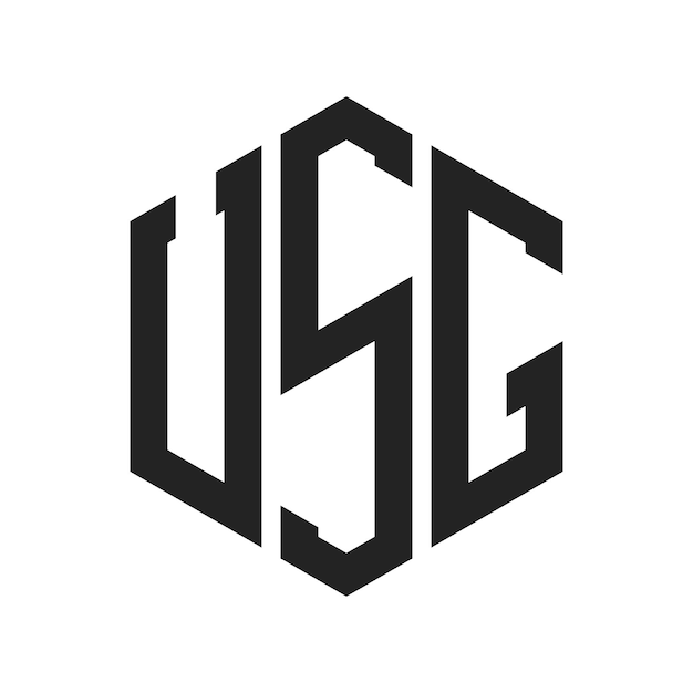 Diseño del logotipo de USG Letra inicial USG Monograma Logotipo con forma de hexágono