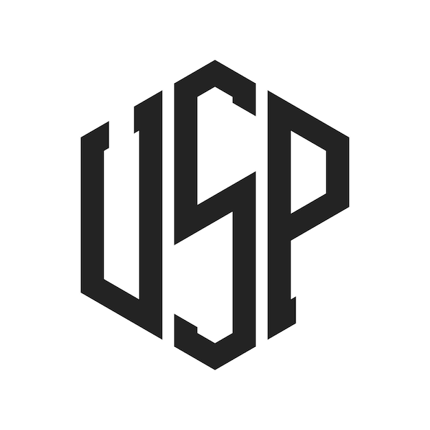 Diseño del logotipo de USP Letra inicial USP Monograma Logotipo con forma de hexágono