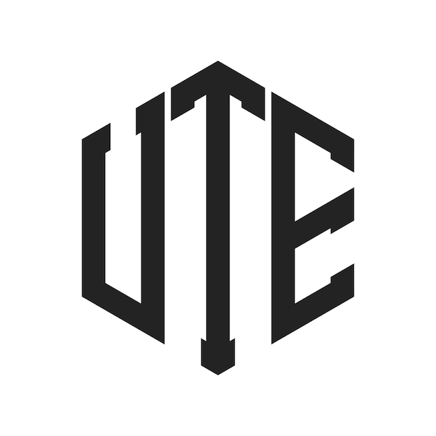 Diseño del logotipo de UTE Letra inicial UTE Monograma Logotipo con forma de hexágono