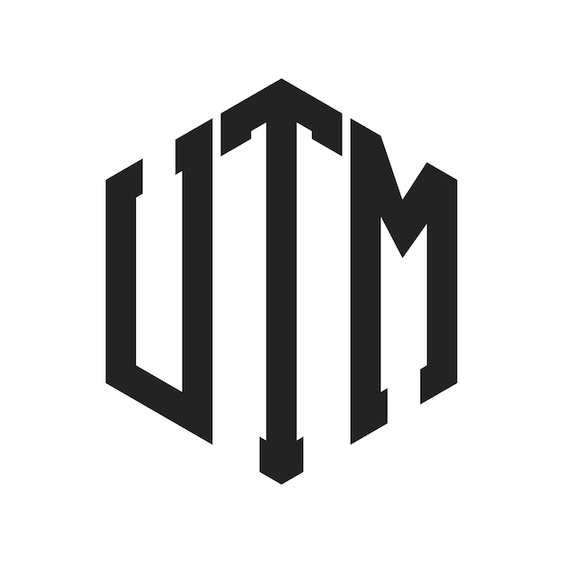 Diseño del logotipo UTM Letra inicial UTM Monograma Logotipo con forma de hexágono