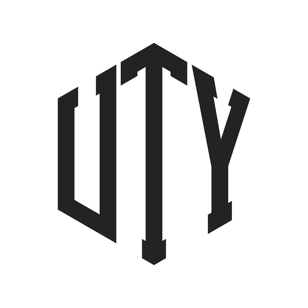 Diseño del logotipo UTY Letra inicial UTY Monograma Logotipo con forma de hexágono