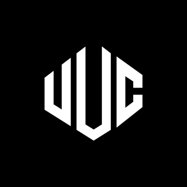 Diseño del logotipo de la UUC con letras en forma de polígono, polígono y cubo, diseño del logotipo en forma de hexágono, modelo de logotipo vectorial, colores blanco y negro, monograma de UUC, logotipo de negocios y bienes raíces.