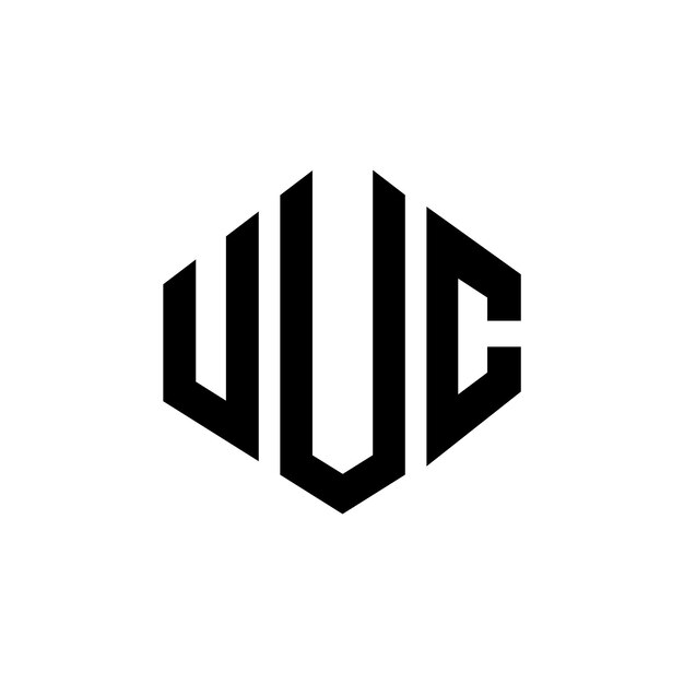 Diseño del logotipo de la UUC con letras en forma de polígono, polígono y cubo, diseño del logotipo en forma de hexágono, modelo de logotipo vectorial, colores blanco y negro, monograma de UUC, logotipo de negocios y bienes raíces.