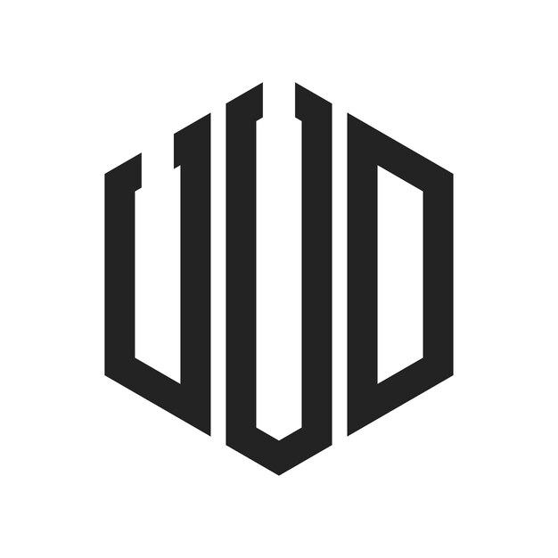 Diseño del logotipo UUD Letra inicial UUD Monograma Logotipo con forma de hexágono