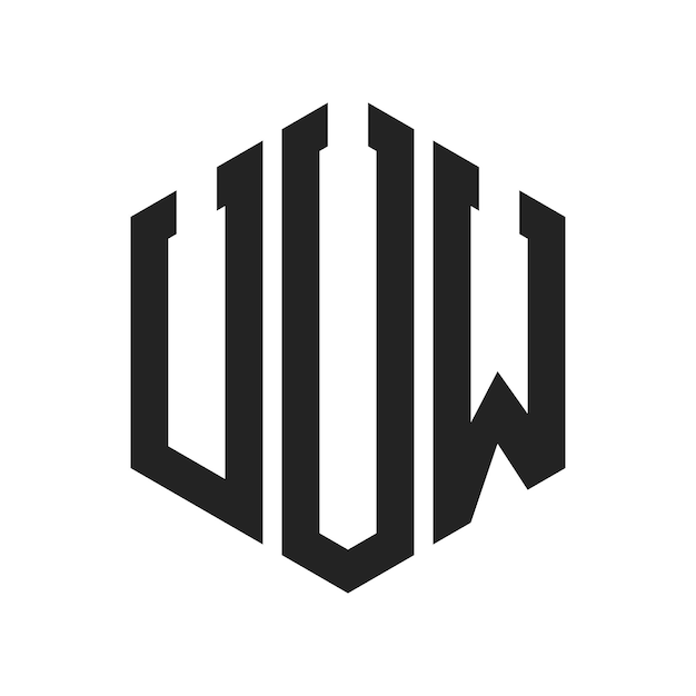 Diseño del logotipo UUW Letra inicial UUW Monograma Logotipo con forma de hexágono
