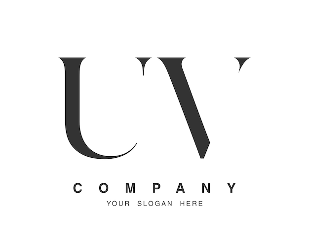 Diseño de logotipo UV Letra inicial u y v estilo de fuente serif Nombre de empresa clásico creativo tipografía Logotipo o identidad de moda