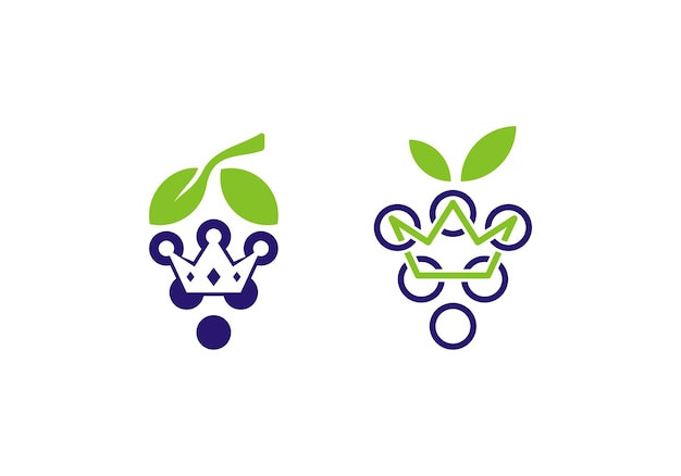 diseño de logotipo de uva rey moderno y simple