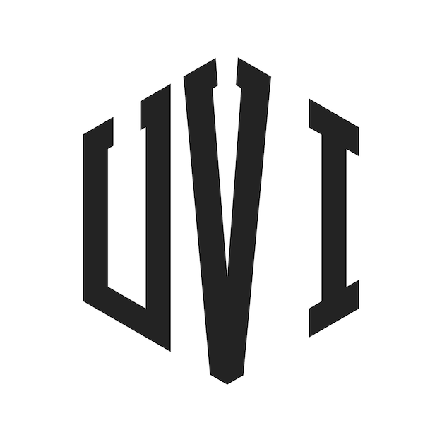 Diseño del logotipo UVI Letra inicial Monograma UVI Logotipo con forma de hexágono