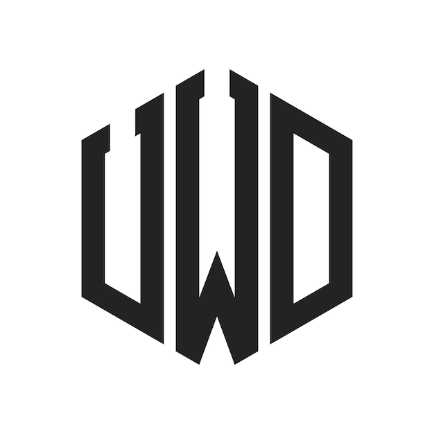 Diseño del logotipo de UWD Letra inicial Monograma de UWD Logotipo con forma de hexágono