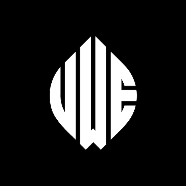 El diseño del logotipo de la UWE con letras en círculo y forma de elipse UWE letras en elipse con estilo tipográfico Las tres iniciales forman un logotipo de círculo UWE Emblema de círculo Monograma Abstracto Letra Marca Vector