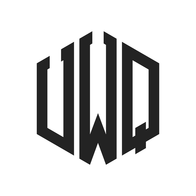 Diseño del logotipo de UWQ Letra inicial Logotipo del monograma de UWQ con forma de hexágono