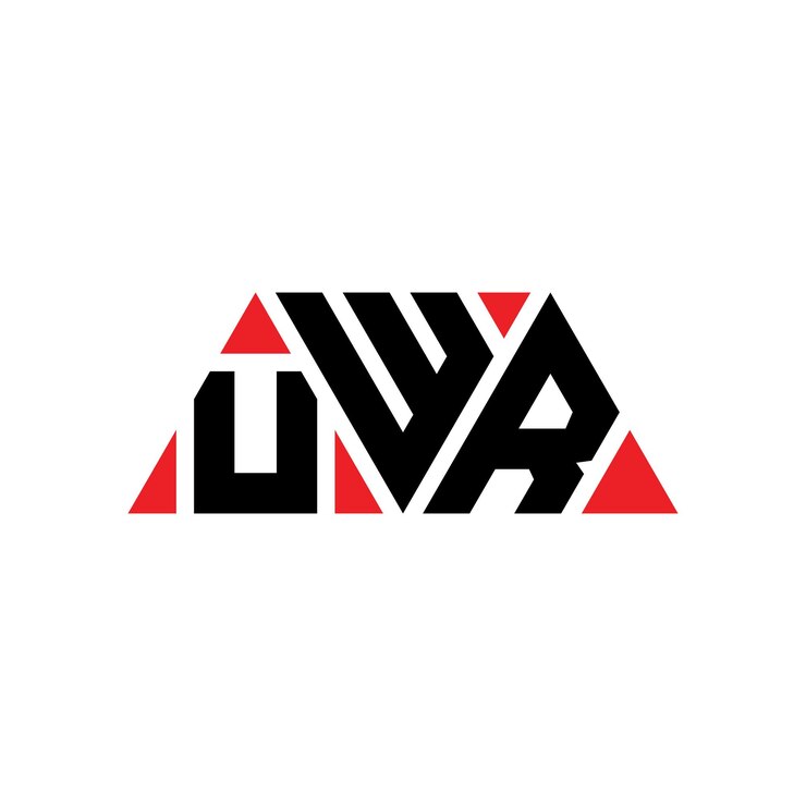 Vector el diseño del logotipo de uwr triángulo con forma de triángulo, el diseño del monograma del logotipo del triángulo uwr, la plantilla del logotipo vectorial triángulo de uwr con color rojo, el logotipo triangular uwr, el diseño de logotipo uwr elegante y lujoso.