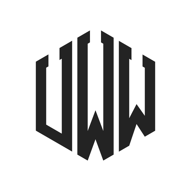 Diseño del logotipo UWW Letra inicial UWW Monograma Logotipo con forma de hexágono