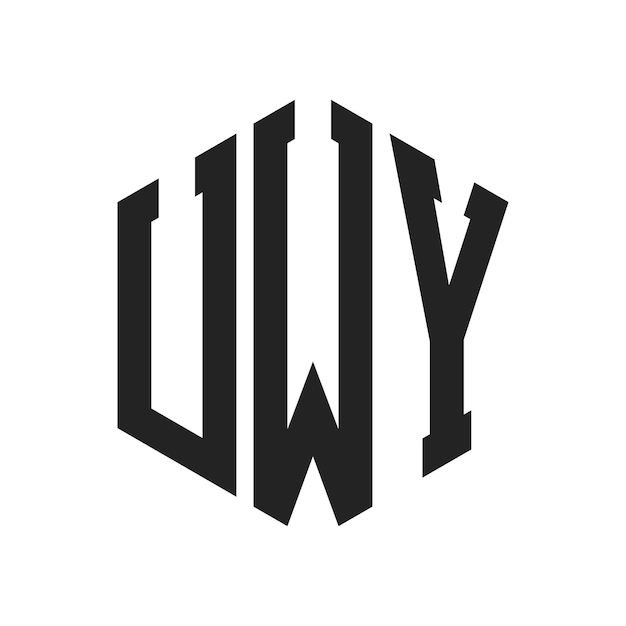 Diseño del logotipo UWY Letra inicial UWY Monograma Logotipo con forma de hexágono