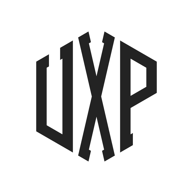 Diseño del logotipo UXP Letra inicial Logotipo del monograma UXP con forma de hexágono