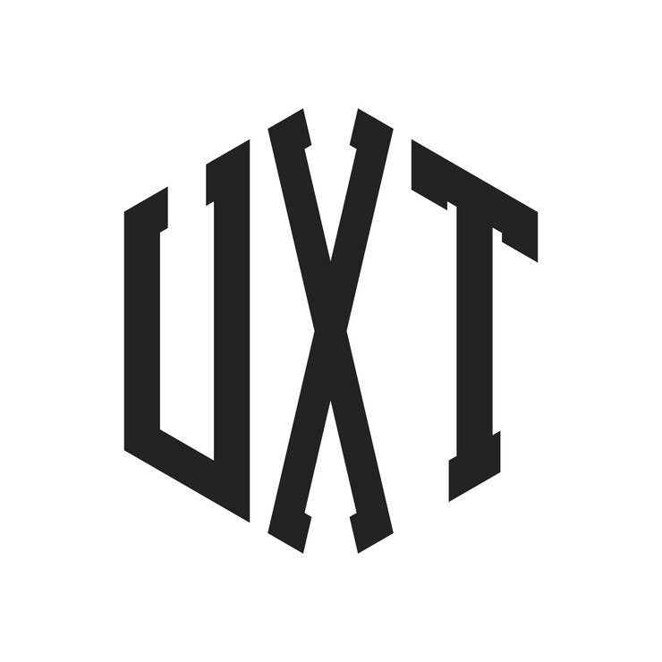 Vector diseño del logotipo de uxt letra inicial uxt monograma logotipo con forma de hexágono