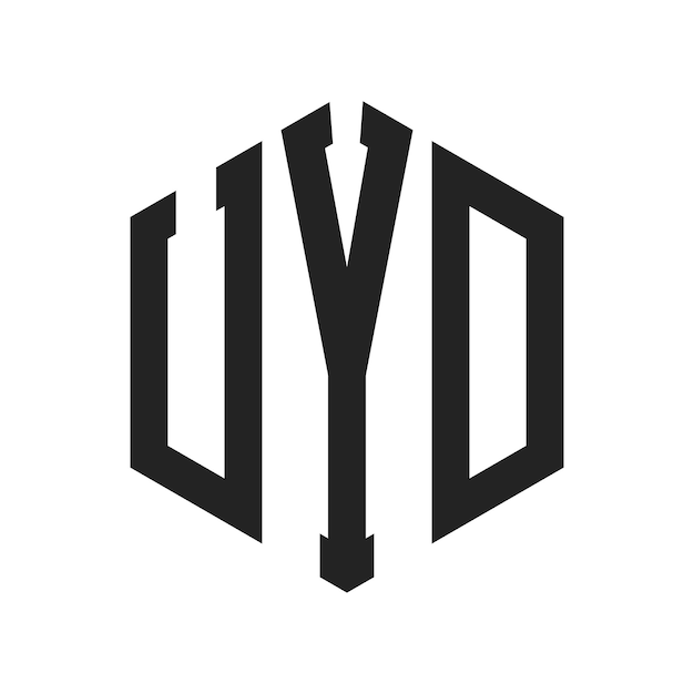 Diseño del logotipo de UYD Letra inicial Logotipo de monograma UYD con forma de hexágono