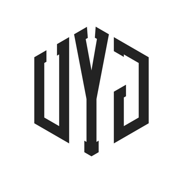 Diseño del logotipo de UYJ Letra inicial UYJ Monograma Logotipo con forma de hexágono