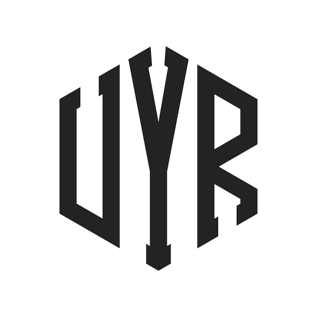Diseño del logotipo UYR Letra inicial UYR Monograma Logotipo con forma de hexágono