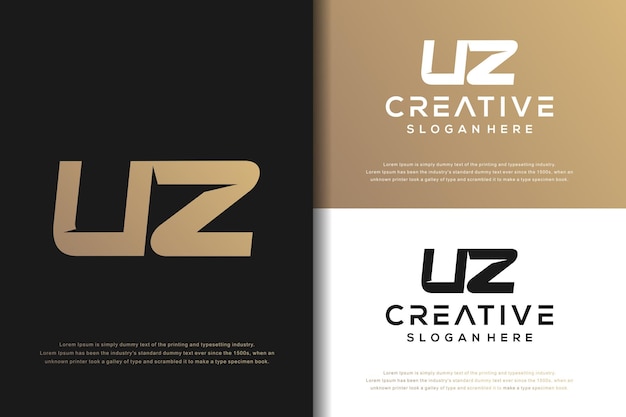 Vector diseño de logotipo uz de letra de monograma abstracto