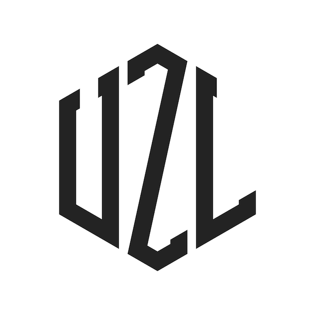 Diseño del logotipo UZL Letra inicial UZL Monograma Logotipo con forma de hexágono