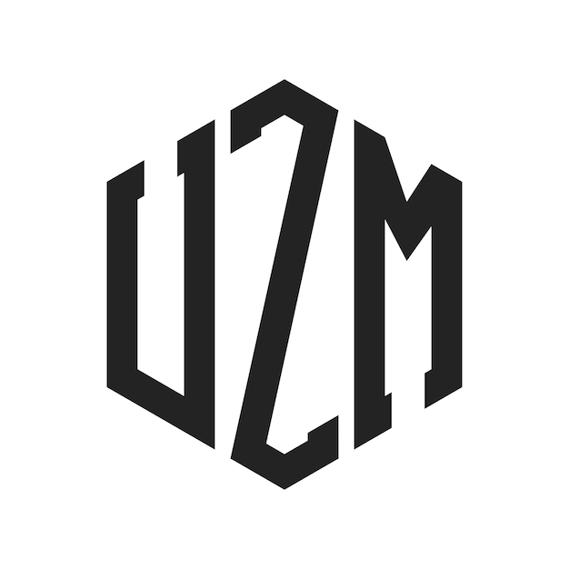 Diseño del logotipo de UZM Letra inicial UZM Monograma Logotipo con forma de hexágono