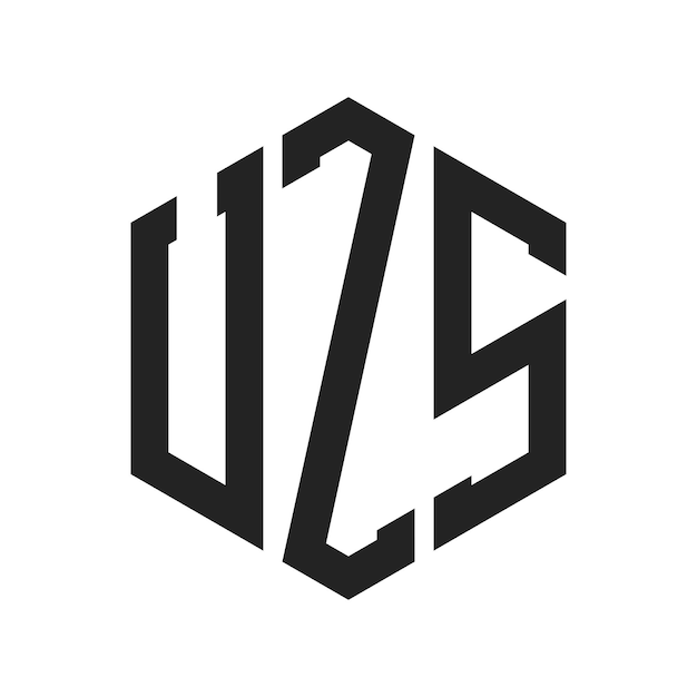 Diseño del logotipo UZS Letra inicial Logotipo del monograma UZS con forma de hexágono