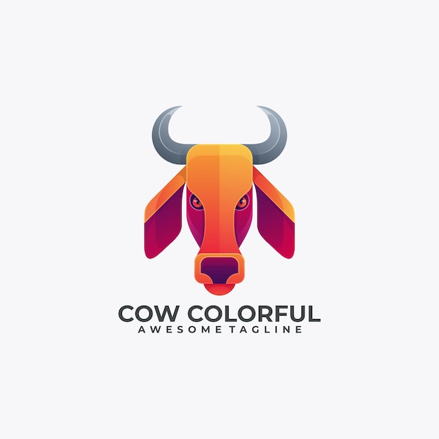 Diseño de logotipo de vaca colorido ilustración de color moderno