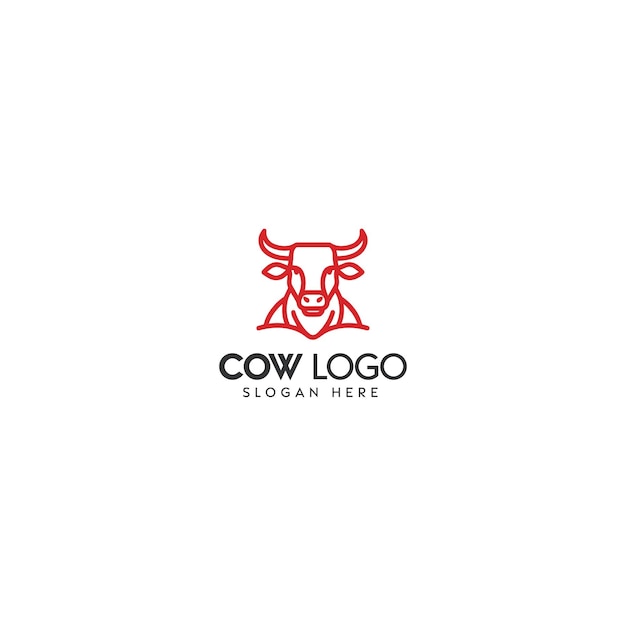 Vector diseño del logotipo de la vaca estilizada roja y blanca con fines de marca agrícola