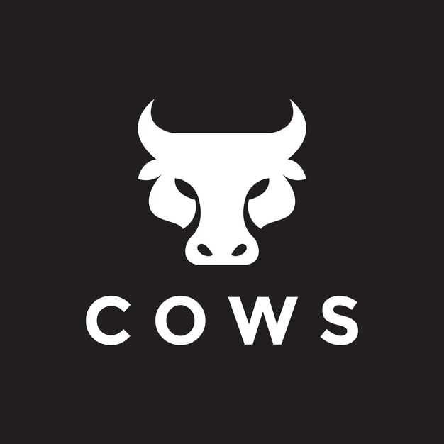 Diseño de logotipo de vaca único de cara blanca símbolo gráfico vectorial icono ilustración idea creativa