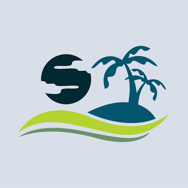 Vector diseño de logotipo de vacaciones en isla tropical