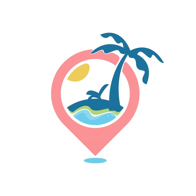 Diseño de logotipo de vacaciones en isla tropical