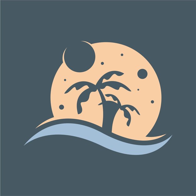 Diseño de logotipo de vacaciones en isla tropical