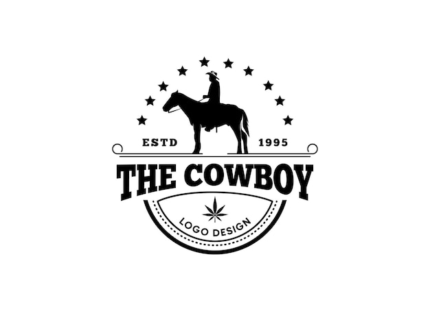 Diseño de logotipo de vaquero de estilo vintage logotipo de vaquero de rodeo texas