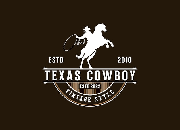 Diseño de logotipo de vaquero de estilo vintage Logotipo de vaquero de rodeo texas