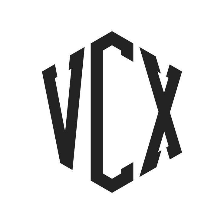 Vector diseño del logotipo de vcx letra inicial monograma de vcx logotipo con forma de hexágono