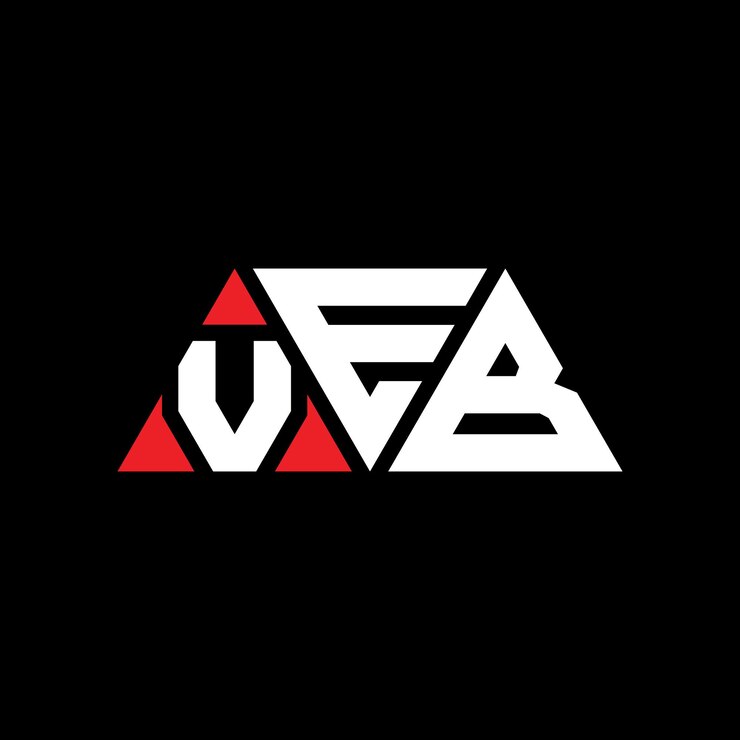 Vector el diseño del logotipo de veb triángulo con forma de triángulo veb diseño de logotipo triángulo monograma veb logotipo vectorial triángulo plantilla con color rojo veb logo triangular sencillo elegante y lujoso logotipo veb