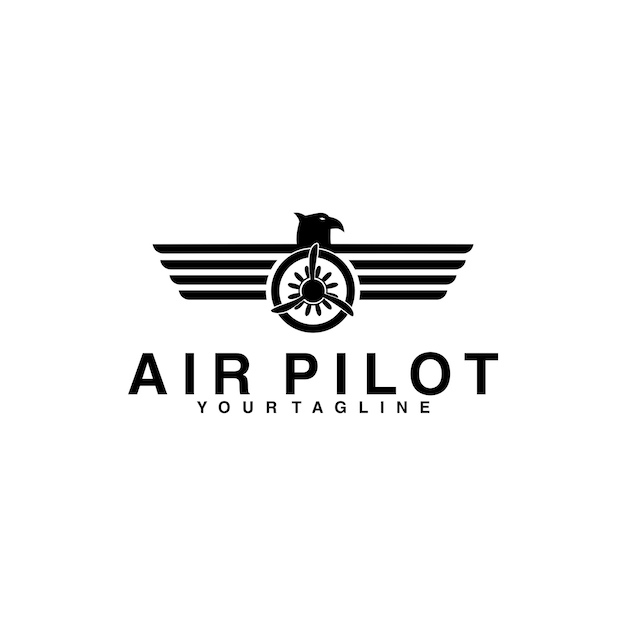 Diseño de logotipo de vector de alas de piloto de aire