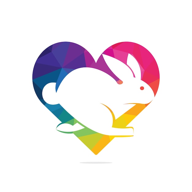 Diseño de logotipo de vector de amor de conejo