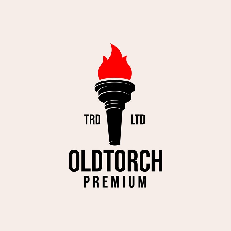 Vector diseño de logotipo de vector de antorcha vieja llameante