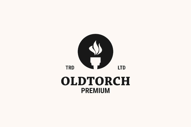 Diseño de logotipo de vector de antorcha vieja llameante