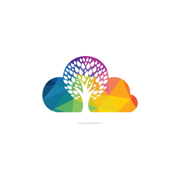 Diseño del logotipo del vector de árbol de nubes