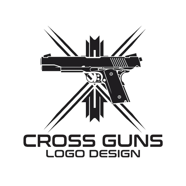 Diseño del logotipo del vector de armas cruzadas