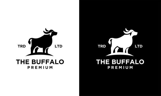 Diseño de logotipo de vector de búfalo negro
