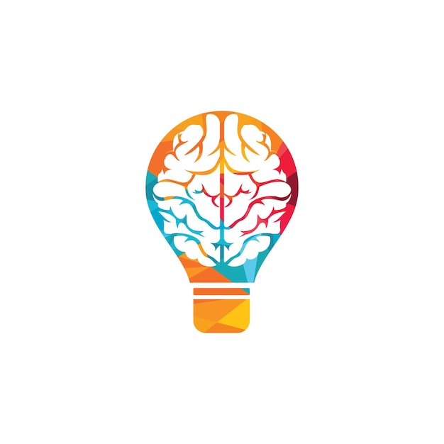 Diseño de logotipo de vector de bulbo y cerebro