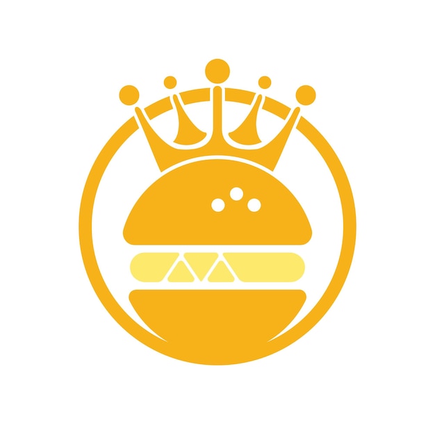 Diseño de logotipo de vector de Burger King Hamburguesa con concepto de logotipo de icono de corona