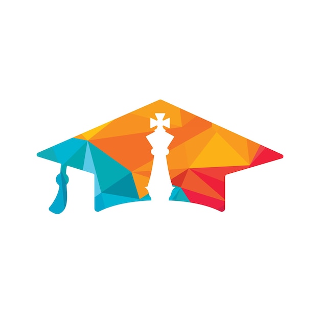 Diseño de logotipo de vector de caballero de ajedrez de graduación